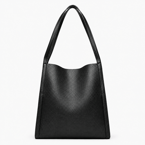 Pebbled Tote Bag with Interior Pockets - Godiva