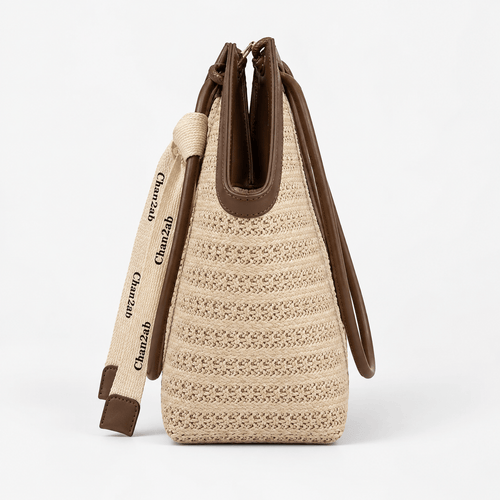 Mila Women's Straw Tote Bag with Decorative Ribbon