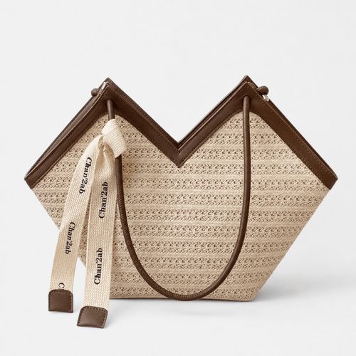 Mila Women's Straw Tote Bag with Decorative Ribbon