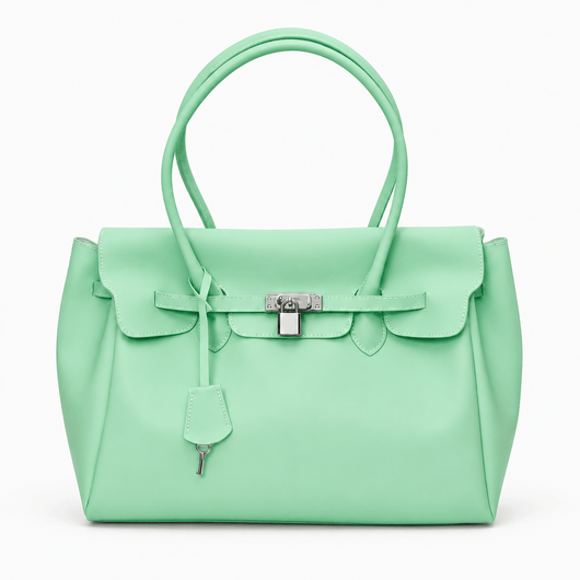 The Sunday Avenue Mint Lilac Matte Jelly PVC Tote Bag with Lock