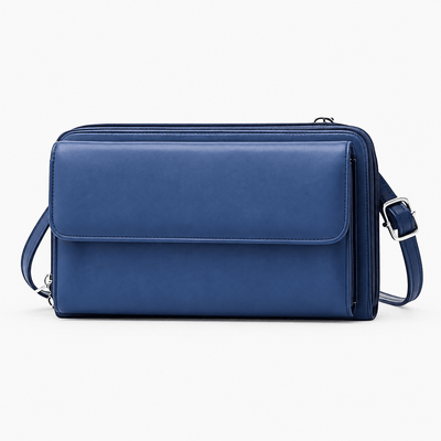 The Sunday Avenue Navy Blue Charlotte Black RFID Blocking Crossbody Bag with Touchscreen Phone Pocket