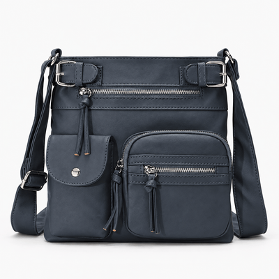 The Sunday Avenue Navy Dusty Pink Faux Leather Multi-Pocket Crossbody Bag