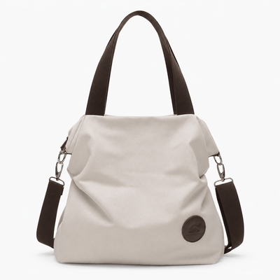 The Sunday Avenue Off-White Kate Grey Canvas Convertible Shoulder Bag