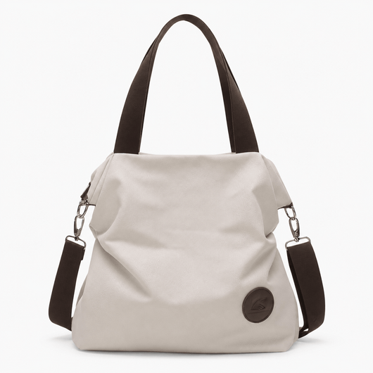 The Sunday Avenue Off-White Kate Grey Canvas Convertible Shoulder Bag