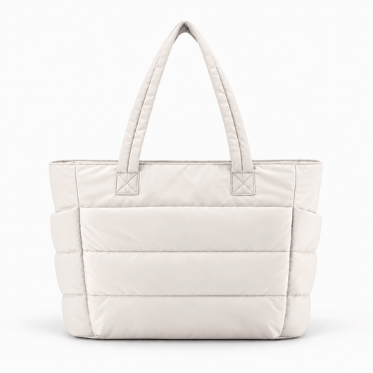The Sunday Avenue Off-White Quilted Puffer Tote Bag