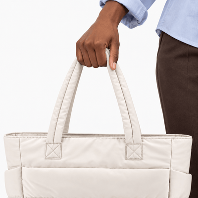 The Sunday Avenue Off-White Quilted Puffer Tote Bag