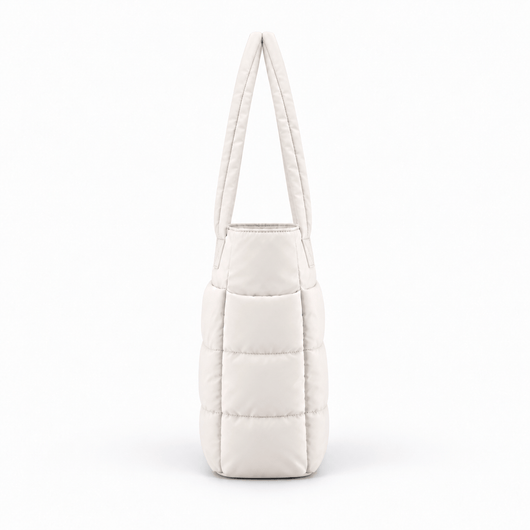 The Sunday Avenue Off-White Quilted Puffer Tote Bag