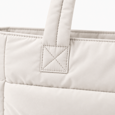 The Sunday Avenue Off-White Quilted Puffer Tote Bag