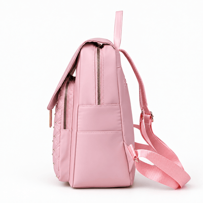 The Sunday Avenue Pink Quilted Purse Backpack with Pearl Flower Accent
