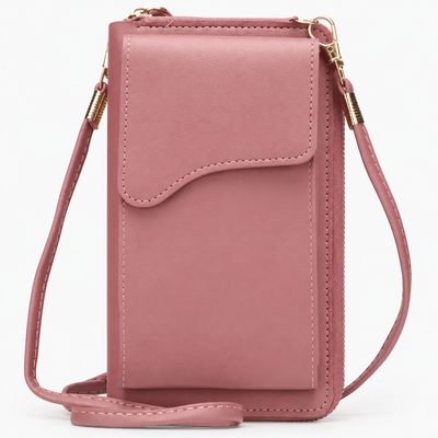 The Sunday Avenue Purple Women's Grey PU Leather Crossbody Phone Bag with Zip Compartments