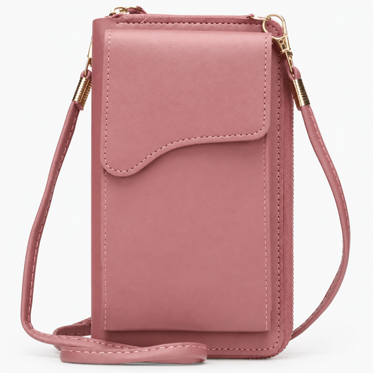 The Sunday Avenue Purple Women's Grey PU Leather Crossbody Phone Bag with Zip Compartments