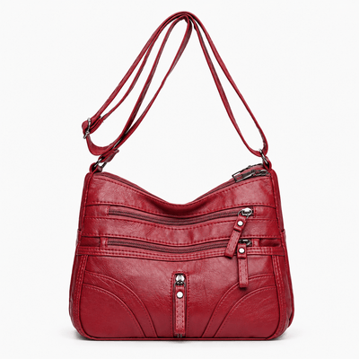 The Sunday Avenue Red Abigail Red Vintage Faux Leather Shoulder Bag