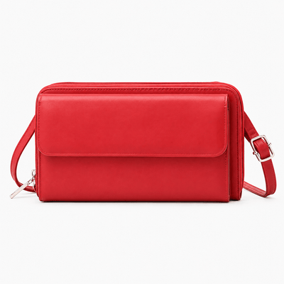 The Sunday Avenue Red Charlotte Black RFID Blocking Crossbody Bag with Touchscreen Phone Pocket