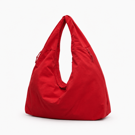 The Sunday Avenue Red Clara Yellow Nylon Hobo Bag with Multiple Pockets