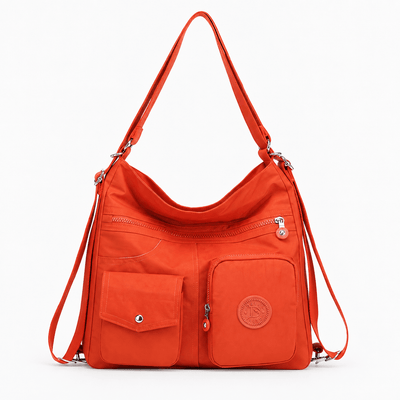 The Sunday Avenue Red-Orange Stacey Blue Convertible Multi-Pocket Bag