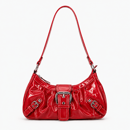 The Sunday Avenue Red Women’s Dark Brown Synthetic Leather Shoulder Bag with Buckle Detail