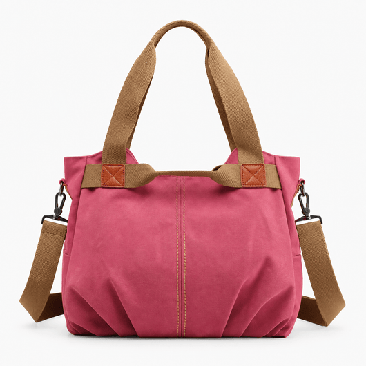 The Sunday Avenue Rose Red Eleanor Blue Canvas Tote Bag with Detachable Crossbody Strap