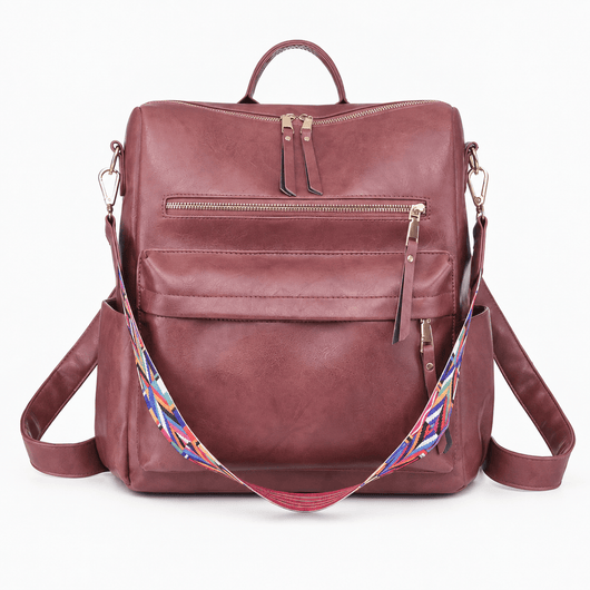 The Sunday Avenue Rose Sophia Brown Convertible Vegan Leather Backpack Purse