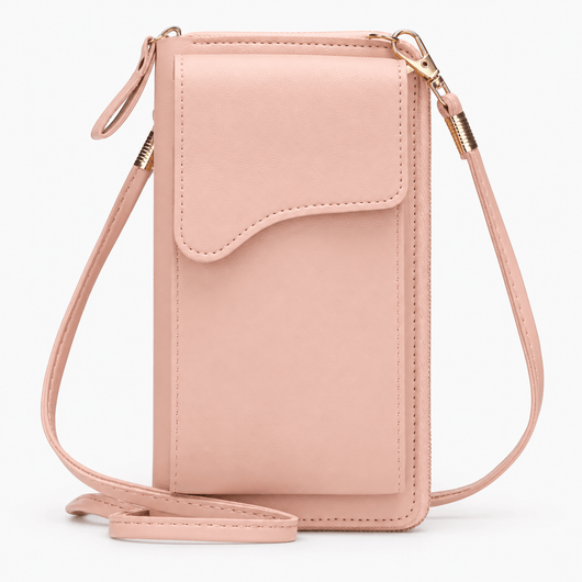 The Sunday Avenue Rose Women's Grey PU Leather Crossbody Phone Bag with Zip Compartments