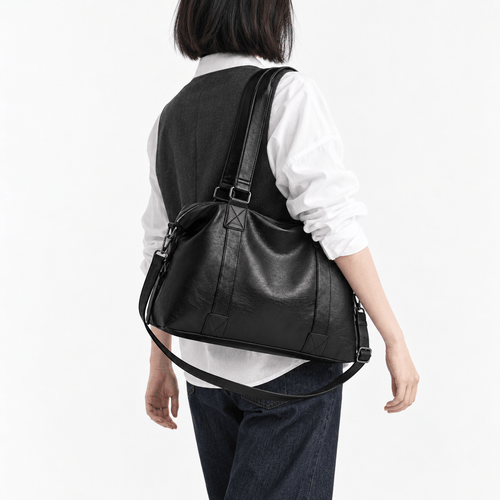 Large Leather Tote Bag with Removable Shoulder Strap - Wilhelmina