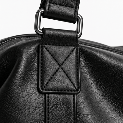 The Sunday Avenue Solena Large Black Leather Tote Bag with Removable Shoulder Strap
