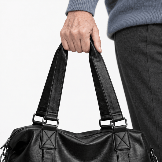 The Sunday Avenue Solena Large Black Leather Tote Bag with Removable Shoulder Strap