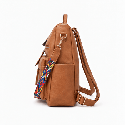 The Sunday Avenue Sophia Brown Convertible Vegan Leather Backpack Purse