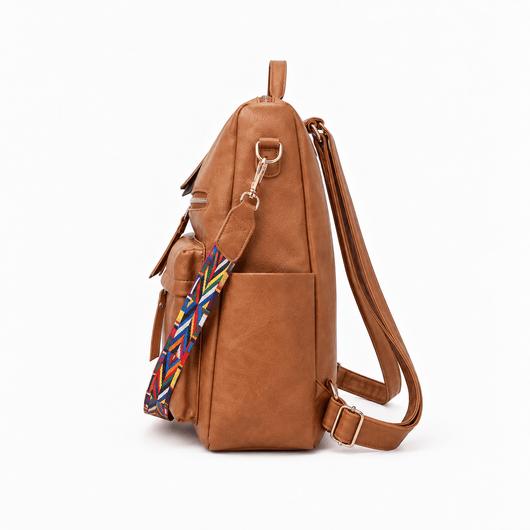 The Sunday Avenue Sophia Brown Convertible Vegan Leather Backpack Purse