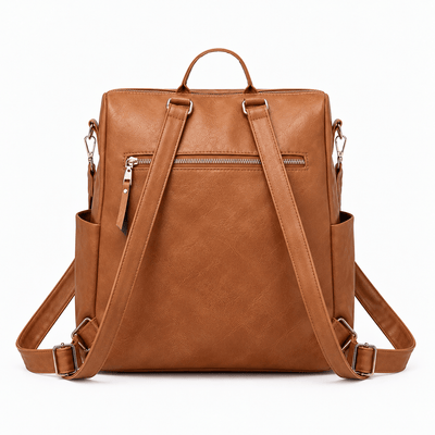 The Sunday Avenue Sophia Brown Convertible Vegan Leather Backpack Purse