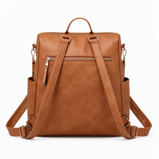 The Sunday Avenue Sophia Brown Convertible Vegan Leather Backpack Purse