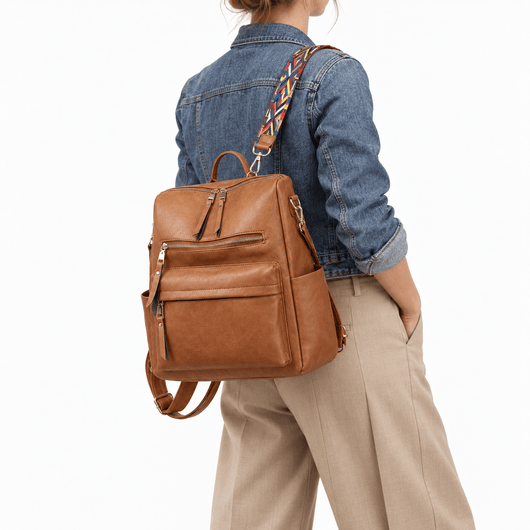 The Sunday Avenue Sophia Brown Convertible Vegan Leather Backpack Purse