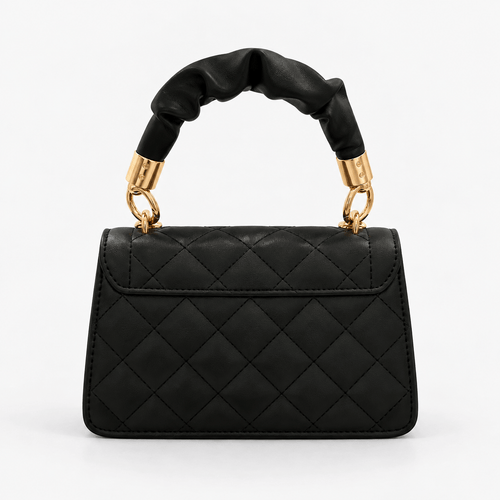 Sophie Black Quilted Flap Shoulder Bag with Gold Chain Strap