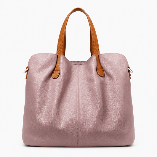 The Sunday Avenue Taro Grey Genuine Cowhide Leather Litchi Grain Top Handle Shoulder Handbag