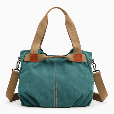 The Sunday Avenue Turquoise Eleanor Blue Canvas Tote Bag with Detachable Crossbody Strap