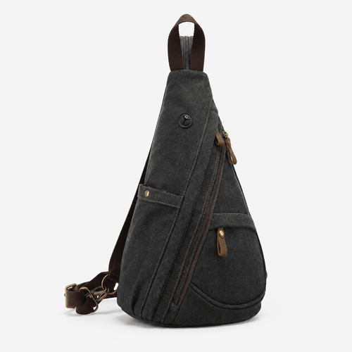 Unisex Canvas Chest Sling Bag with Headphone Port