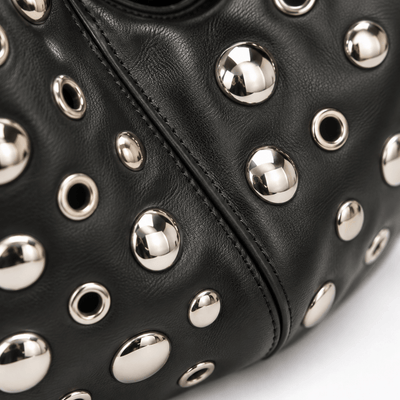 The Sunday Avenue Vivian Black PU Leather Rivet Hobo Shoulder Bag