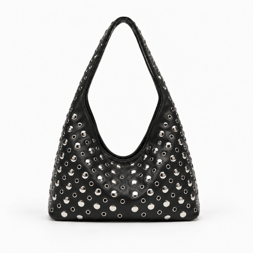 PU Leather Rivet Hobo Shoulder Bag - Morwenna