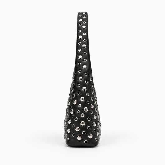 The Sunday Avenue Vivian Black PU Leather Rivet Hobo Shoulder Bag