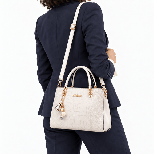 Croco Print Handbag with Detachable Shoulder Strap - Drusilla
