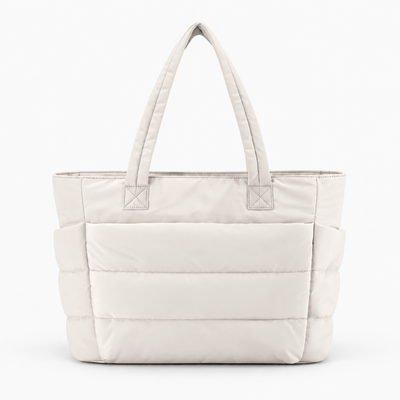 The Sunday Avenue White Off-White Quilted Puffer Tote Bag
