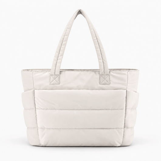 The Sunday Avenue White Off-White Quilted Puffer Tote Bag
