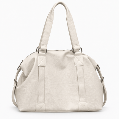 The Sunday Avenue White Solena Large Black Leather Tote Bag with Removable Shoulder Strap