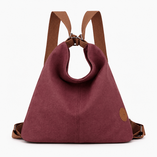 The Sunday Avenue Wine Red Khloe Grey Canvas Convertible Shoulder Bag and Backpack