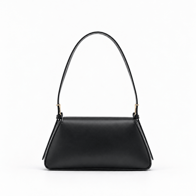 The Sunday Avenue Women's Black Compact Shoulder Bag with Flap Closure