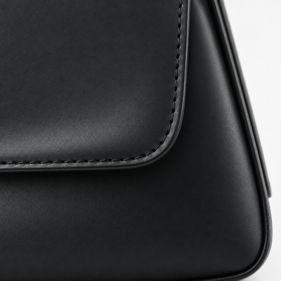 The Sunday Avenue Women's Black Compact Shoulder Bag with Flap Closure