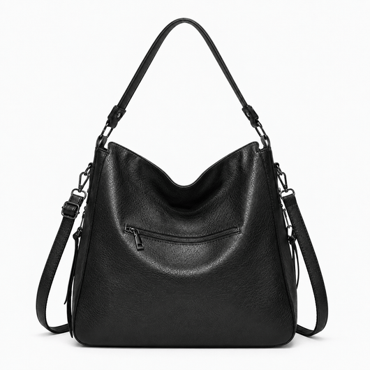 The Sunday Avenue Women's Black PU Leather Multi-Compartment Shoulder Bag