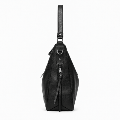 The Sunday Avenue Women's Black PU Leather Multi-Compartment Shoulder Bag