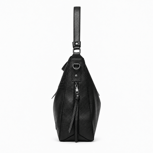 The Sunday Avenue Women's Black PU Leather Multi-Compartment Shoulder Bag