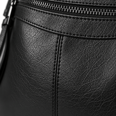 The Sunday Avenue Women's Black PU Leather Multi-Compartment Shoulder Bag