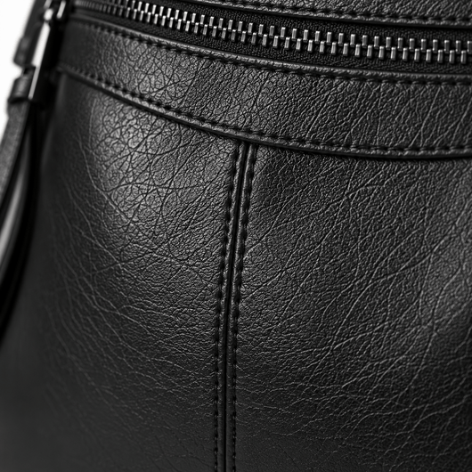 The Sunday Avenue Women's Black PU Leather Multi-Compartment Shoulder Bag